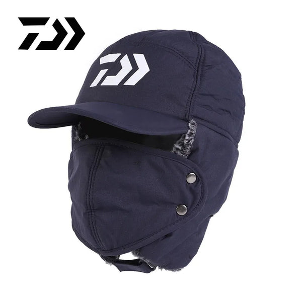 DAIWA Winter Thermal Hats Men Women Fishing Hat Fashion Ear Protection Windproof Ski Cap Face Mask Warm Velvet Thick Couple Hat