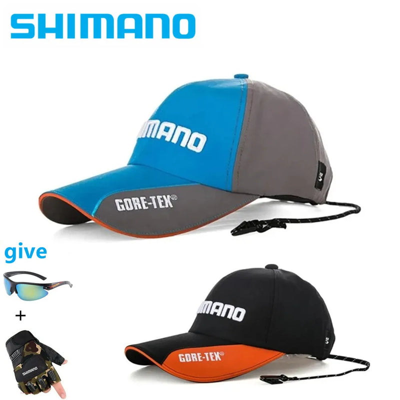 SHIMANO  Outdoors Fishing Hats Summer Autumn Breathable Sun Protection Fishing Caps Waterproof  Hiking Cap+Glasses+gloves